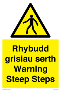 Rhybudd grisiau serth Warning Steep Steps